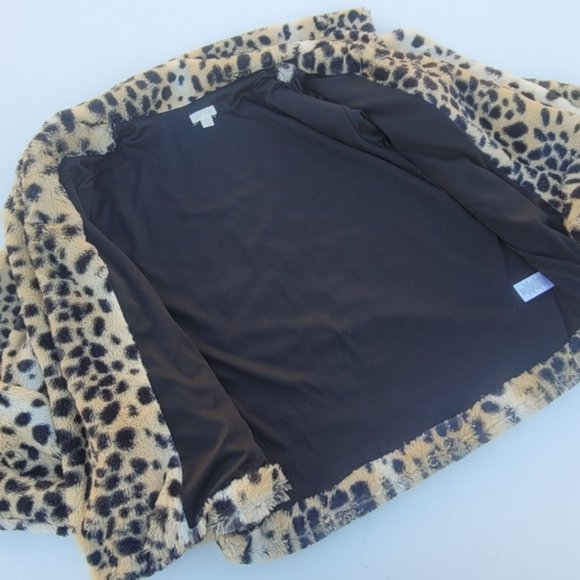 WILD PEARL Leopard Print Faux Fur Jacket Size Large - Picture 5 of 9